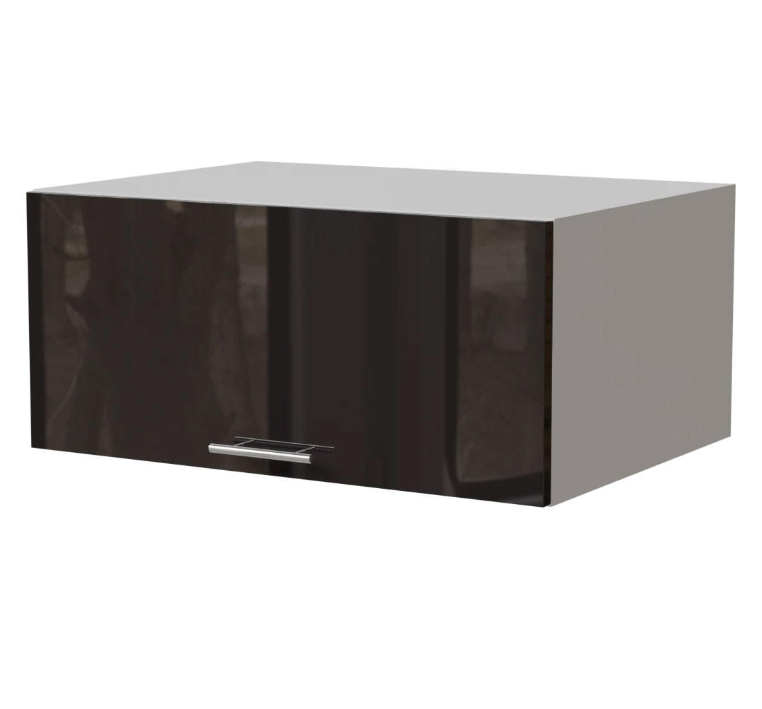 AUFSATZSCHRANK Essen W6B/80 Schwarz Hochglanz / Weiß Matt 80 / 59 / 36cm - Schwarz Hochglanz/Schwarz, Holz/Holzwerkstoff (80/36/59cm) - Feldmann-Wohnen