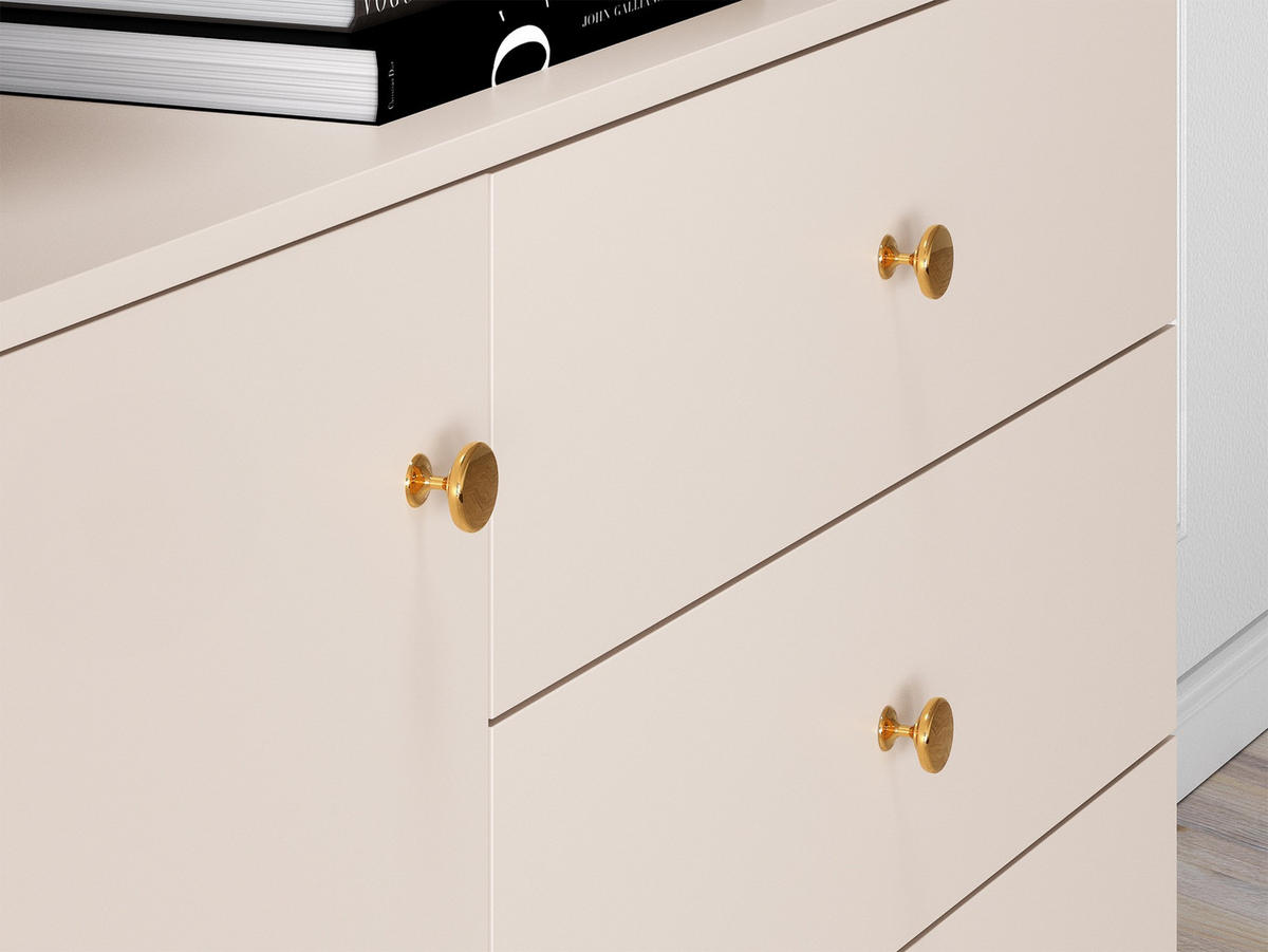 SIDEBOARD Selgin Greige 120 cm - Taupe/Goldfarben, Holzwerkstoff/Metall (120/84.8/39.7cm) - Selsey