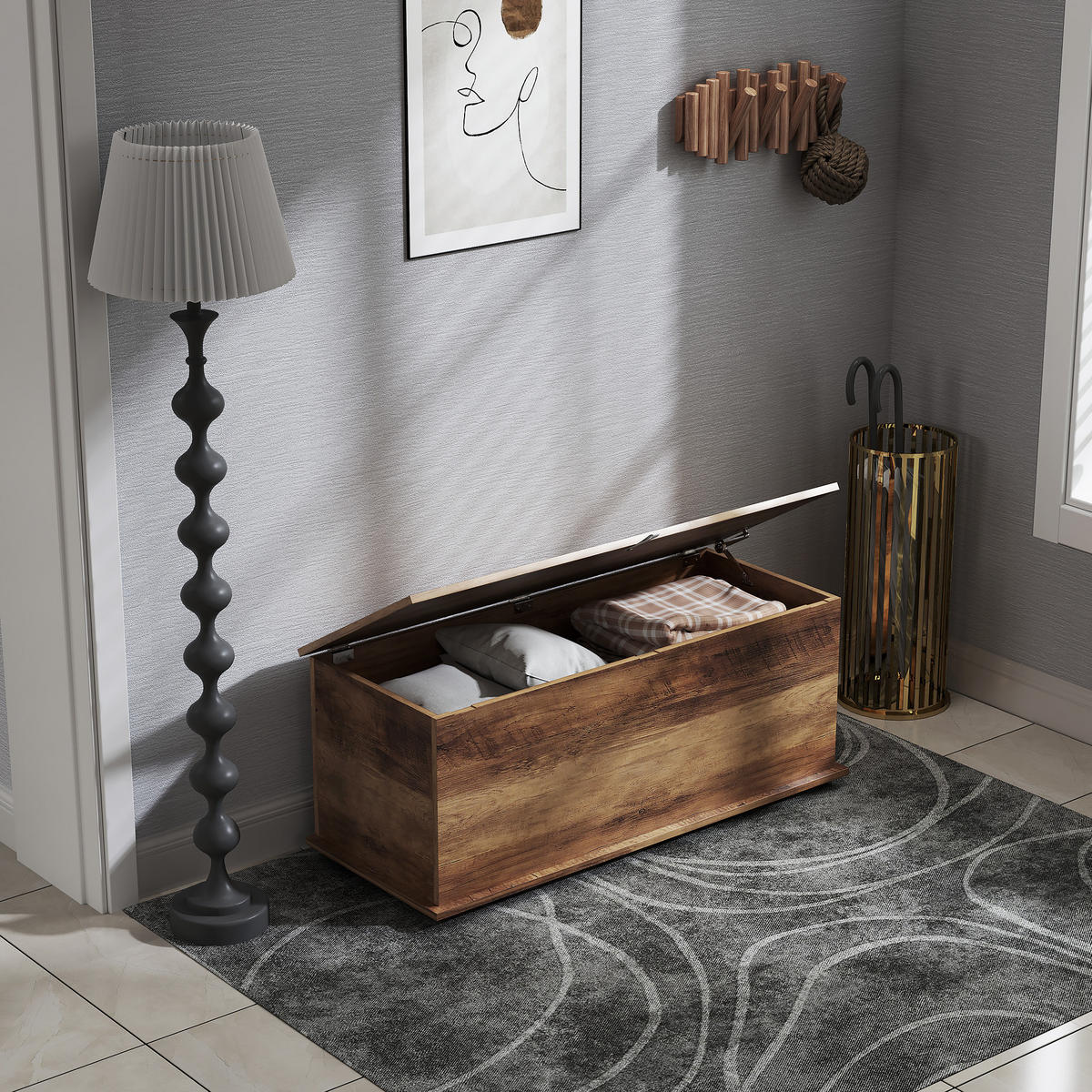 KISSENBOX DE-12479 mit klappdeckel 100/40/40 cm Braun - Braun, Holzwerkstoff (40/40/100cm) - ComfortXL