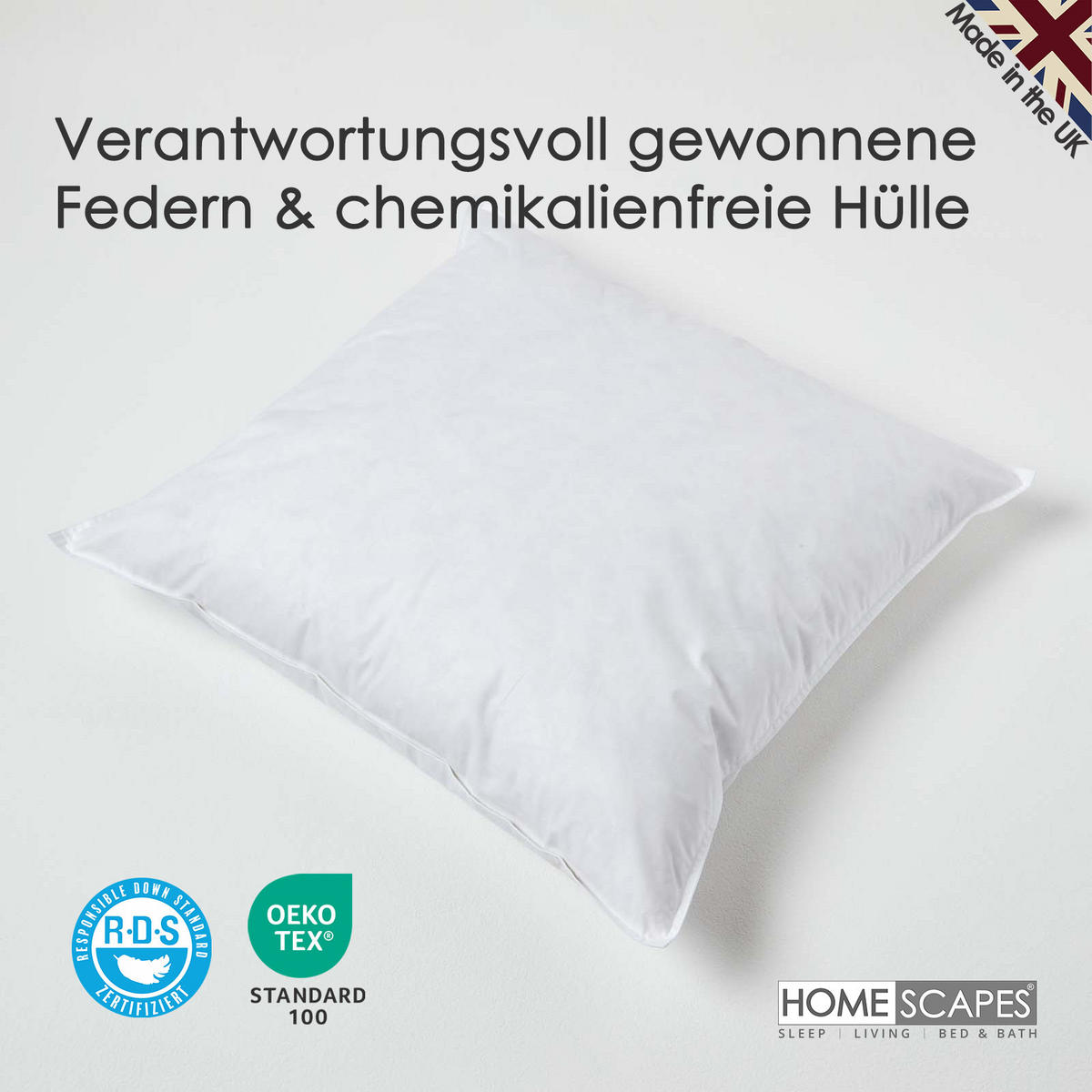 FÜLLKISSEN 4er-Set, Federkissen 55/55 cm - Weiß, Textil (55/55cm) - Homescapes