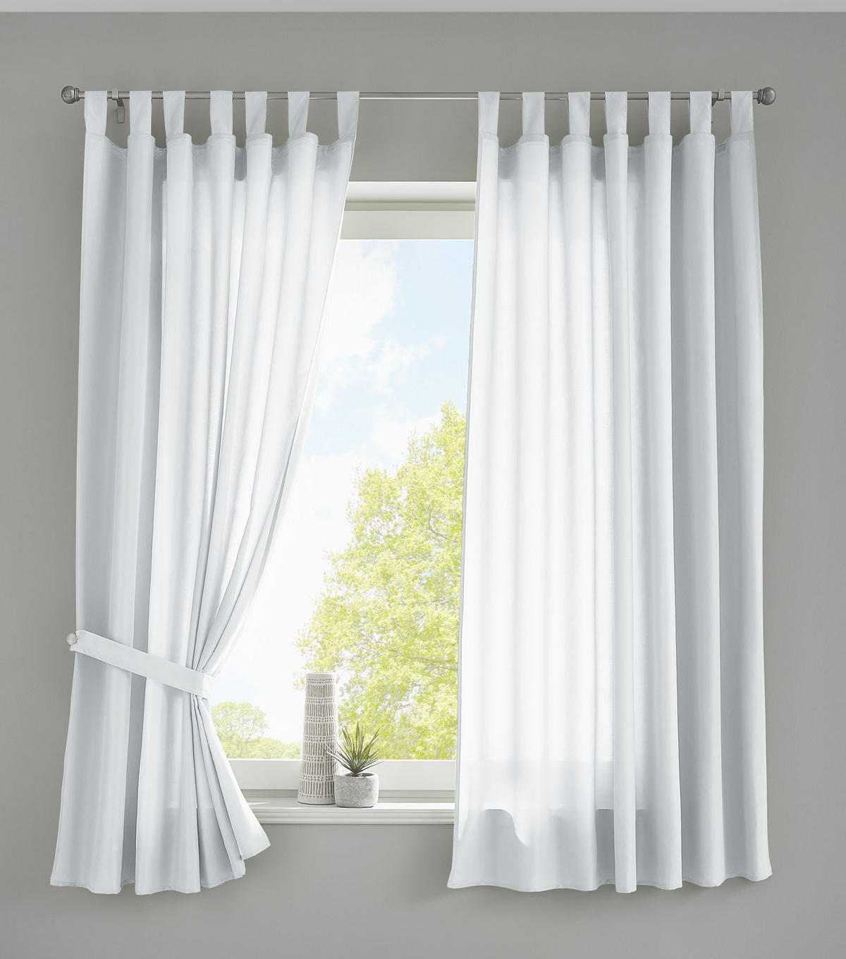VORHANG 2ER SET POTSDAM HxB 175x140 cm Weiß - Weiß, Textil (140/175cm) - Gardinenbox
