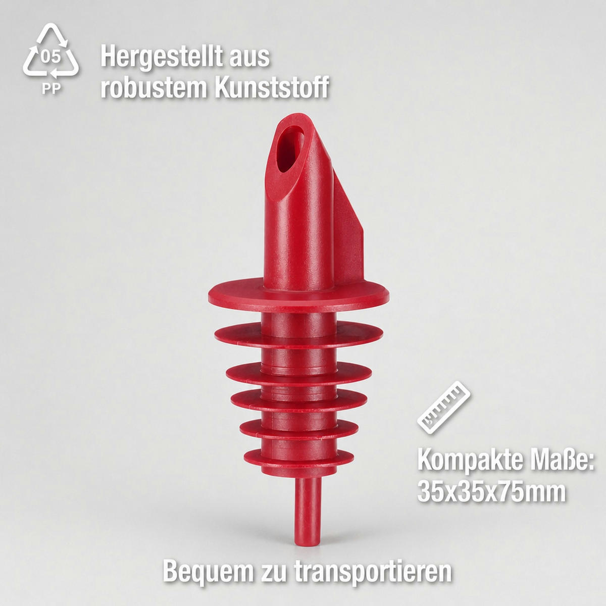 AUSGIESSER BILLY, Kunststoff, für 0,5-1,5L Flaschen - Rot, Kunststoff (3.5/7.5/3.5cm) - ich-zapfe