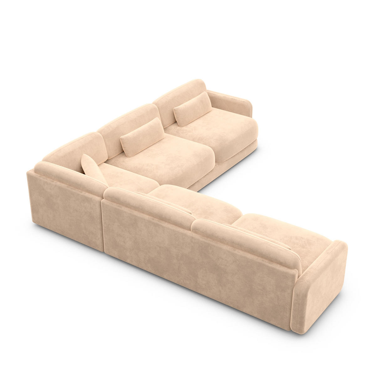 ECKSOFA Valencia L Form Samtstoff Beige - Beige, Textil (229/229cm) - Sofa Dreams