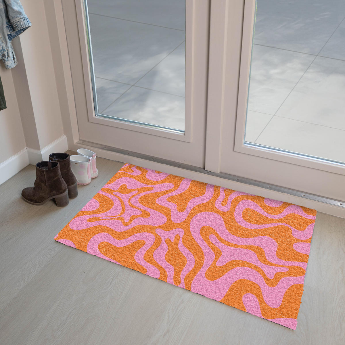 ROHOŽKA Vzor - růžová - oranžová - abstraktní - moderní 90x60 cm - růžová, plast/umělá hmota (90/0.4cm) - MuchoWow