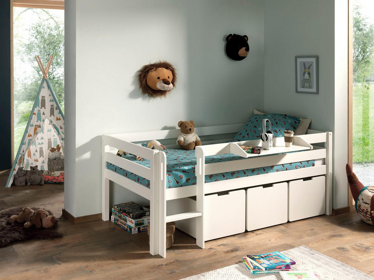 KOJENBETT Karolina 208x83x105 aus Massivholz in Weiß - Weiß, Holz (90/200cm) - 58aufmkessel