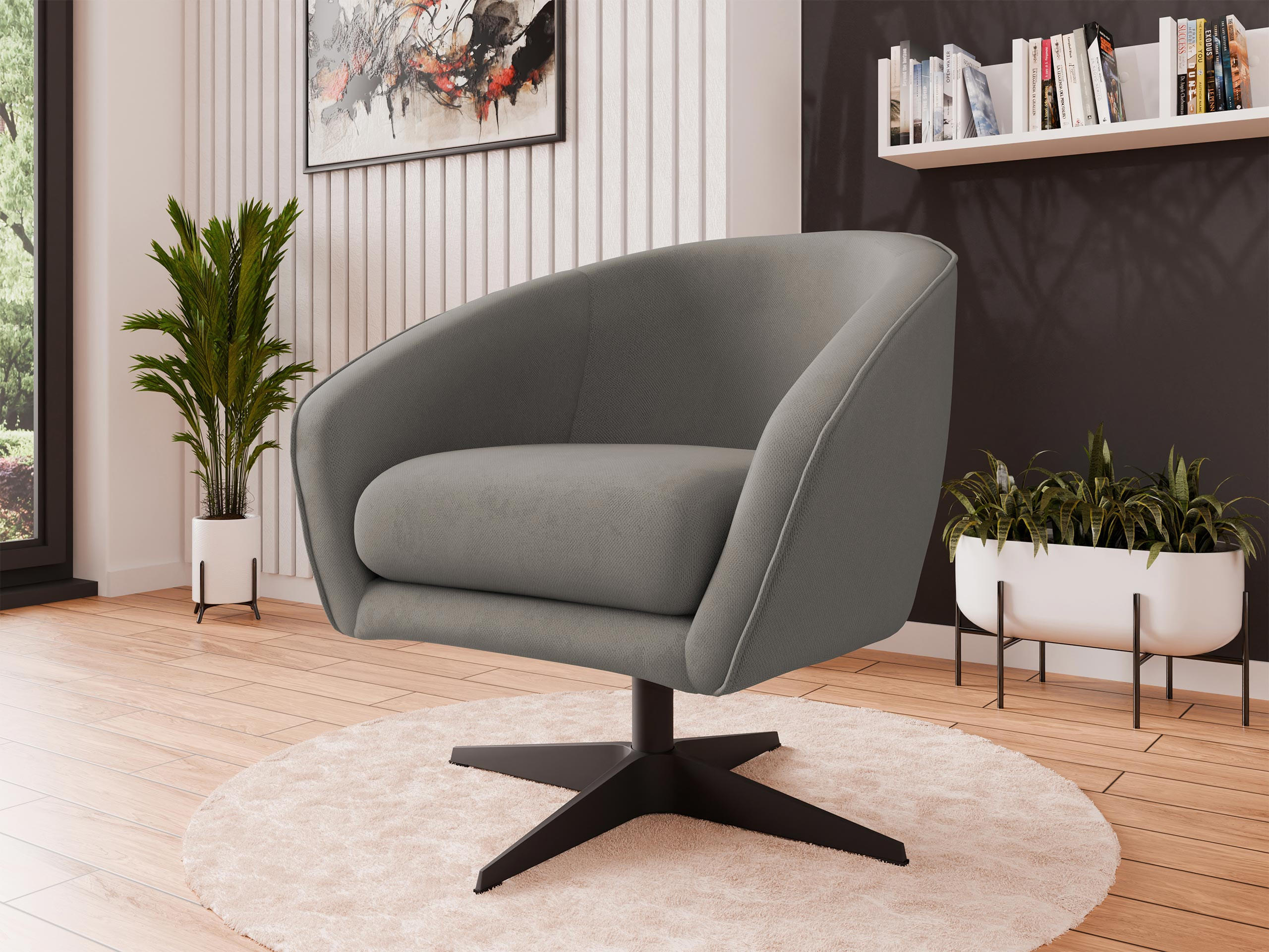 SESSEL Roma BX - Schwarz/Grau, Holz/Textil (80/75/80cm) - MIRJAN24