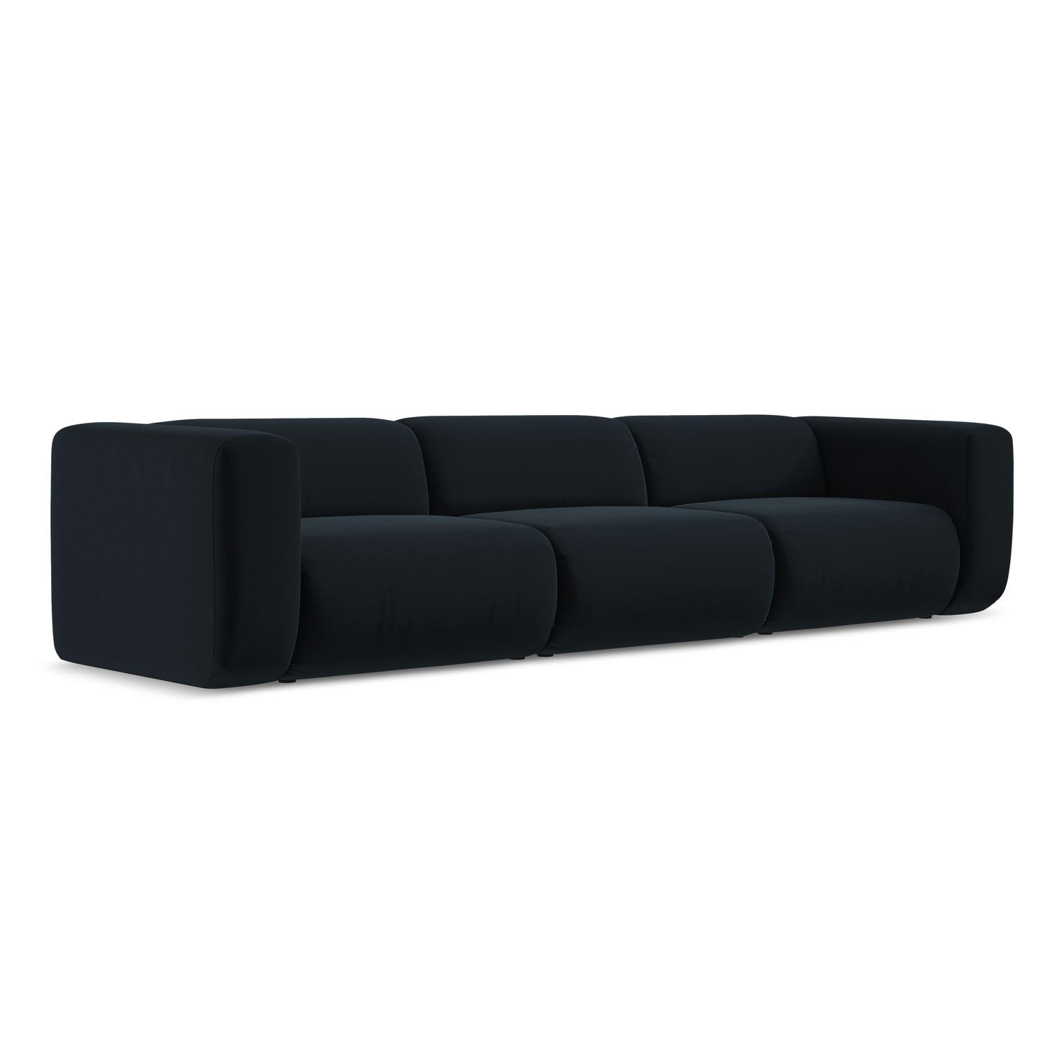 4-SITZER-SOFA Samt Stoff Blau - Blau/Schwarz, Kunststoff/Textil (319/70/89cm) - LaMiaSofa
