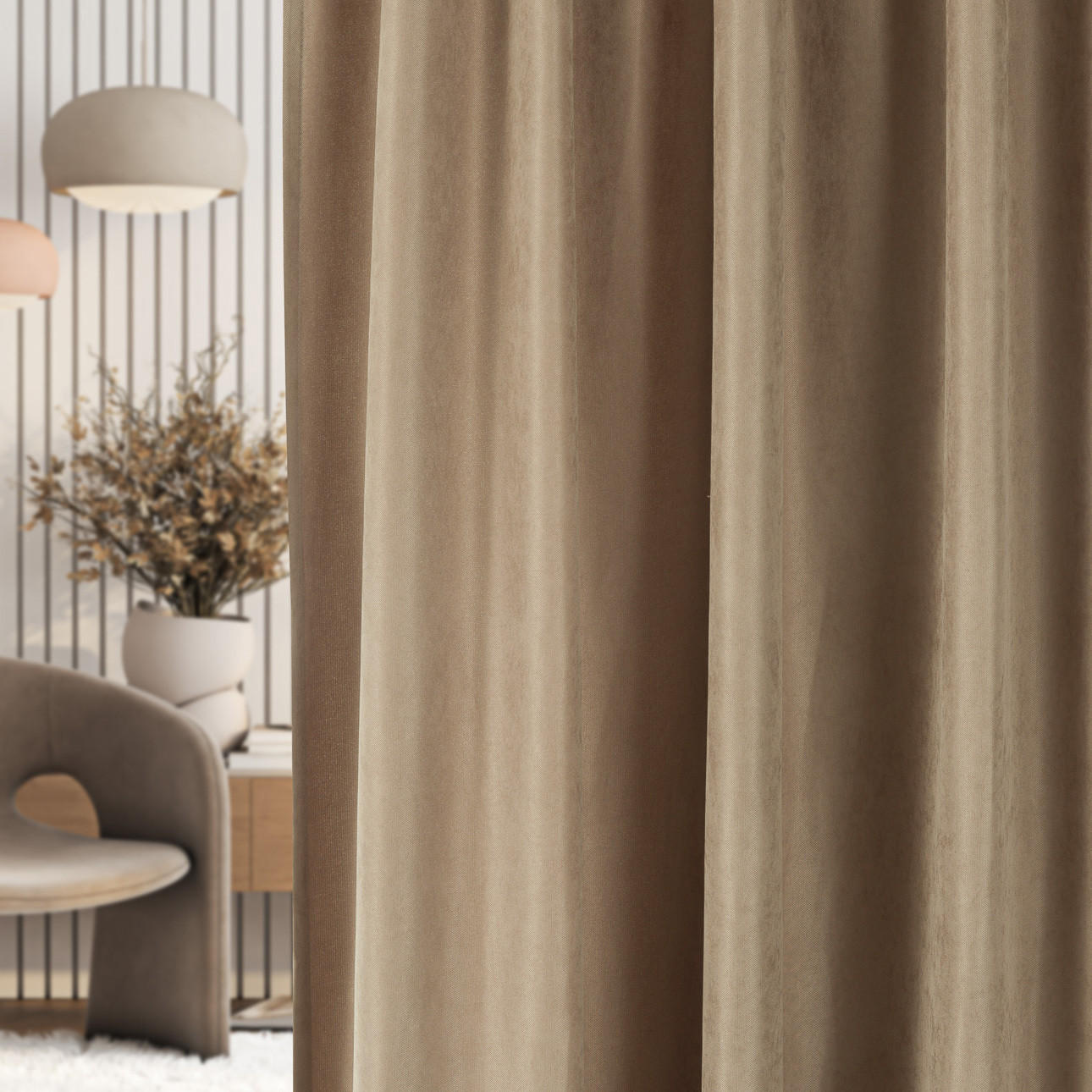 FERTIGVORHANG mit Schlaufenband mocca 140 x 280 cm - Mokka, Textil (140/280/1cm) - Dekoria