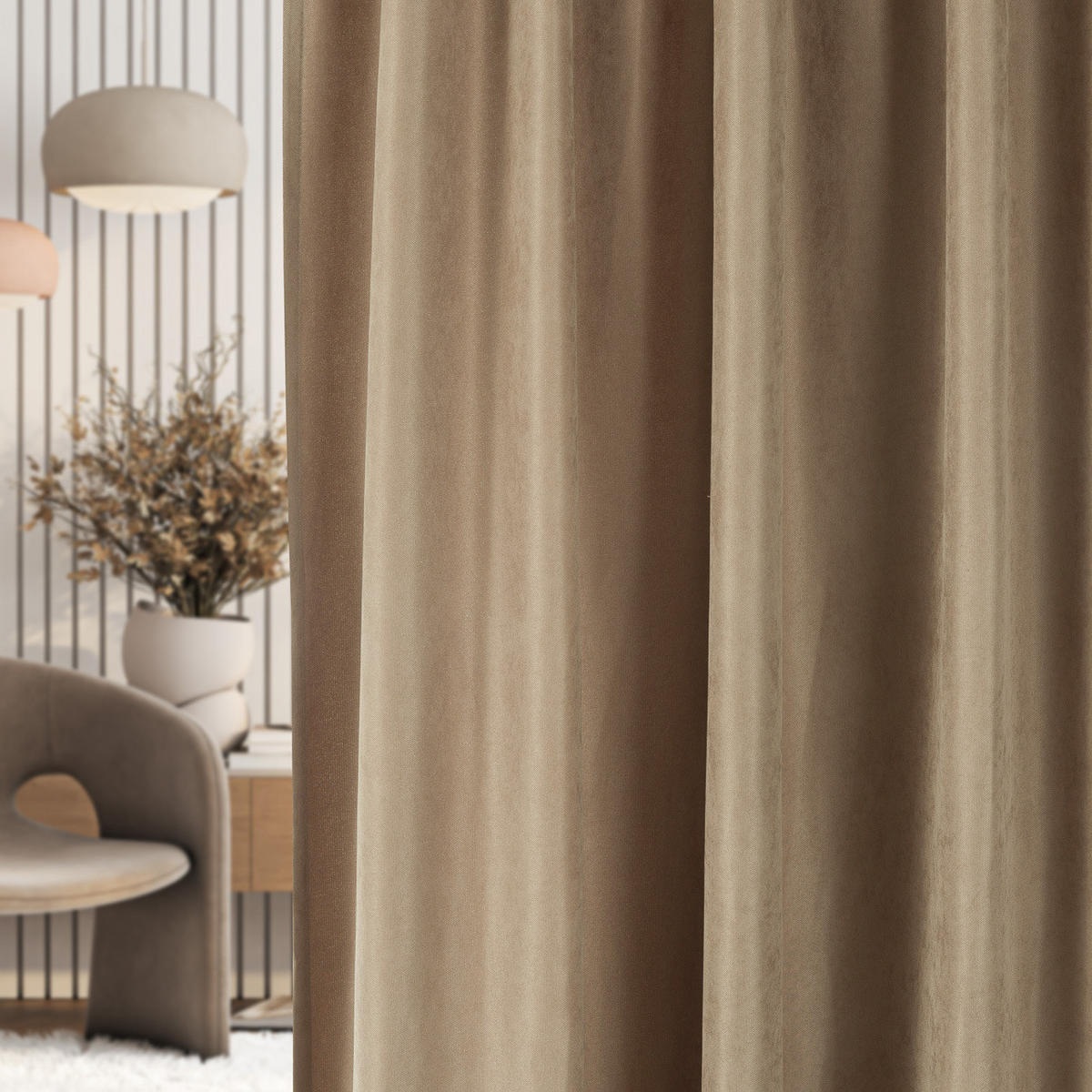 FERTIGVORHANG mit Schlaufenband mocca 140 x 280 cm - Mokka, Textil (140/280/1cm) - Dekoria