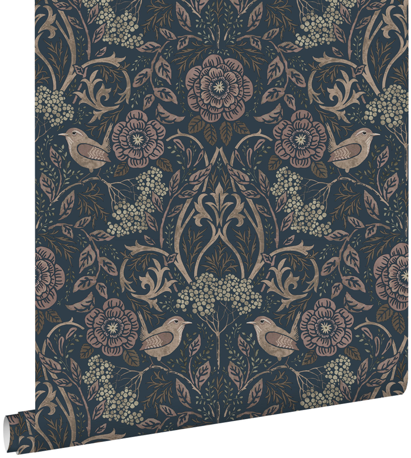 TAPETE Blumen und Vögel 53 cm x 10.05 m - Blau, Papier (53/1000cm) - ESTAhome