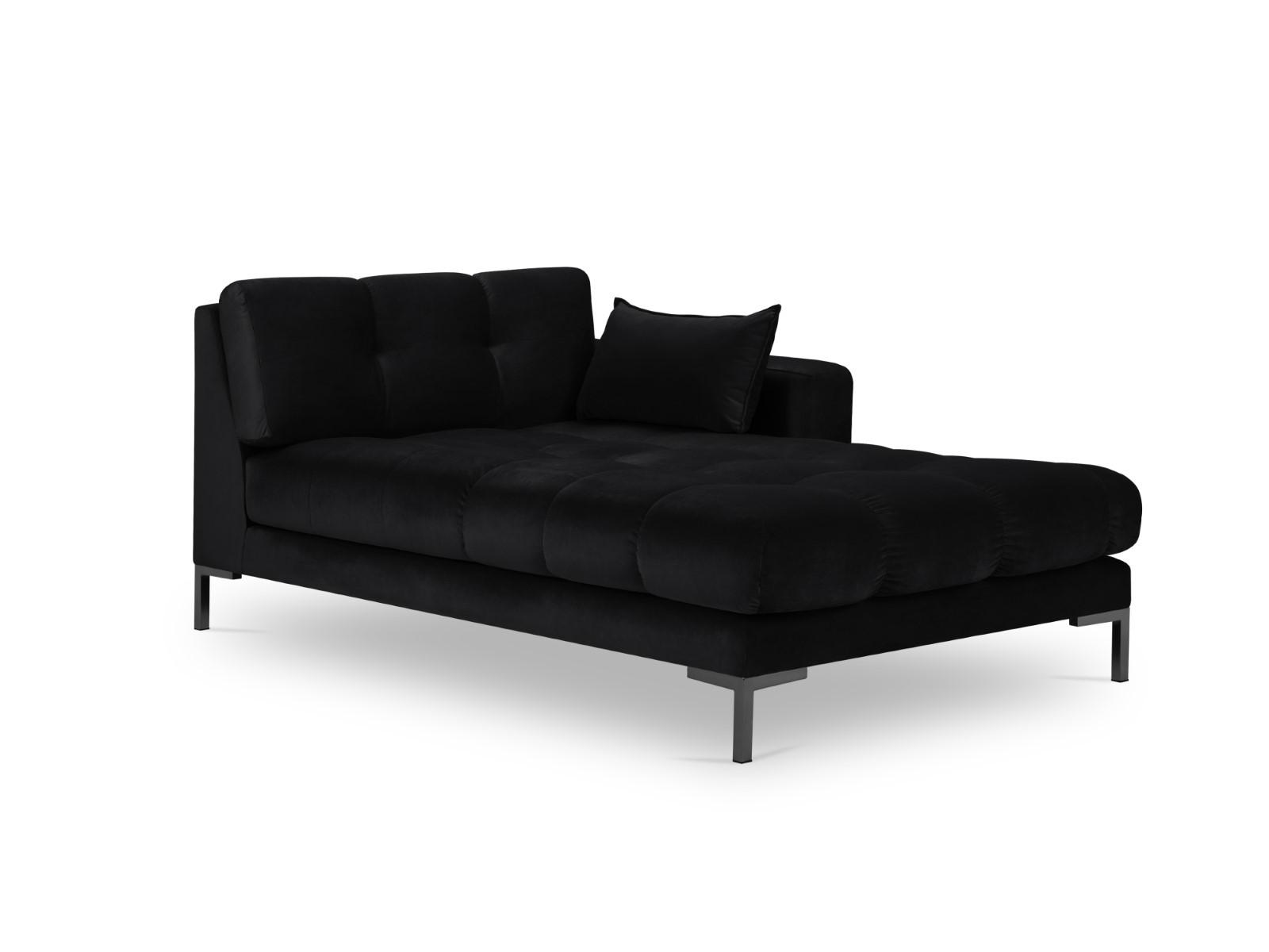 CHAISELONGUE rechts Mamaia aus Samt schwarz - Schwarz, Textil (102/75/185cm) - Micadoni