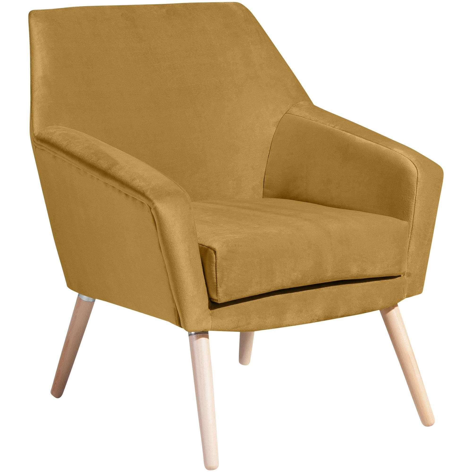 58aufmkessel Sessel Buche, Currygelb 71x81x67 cm