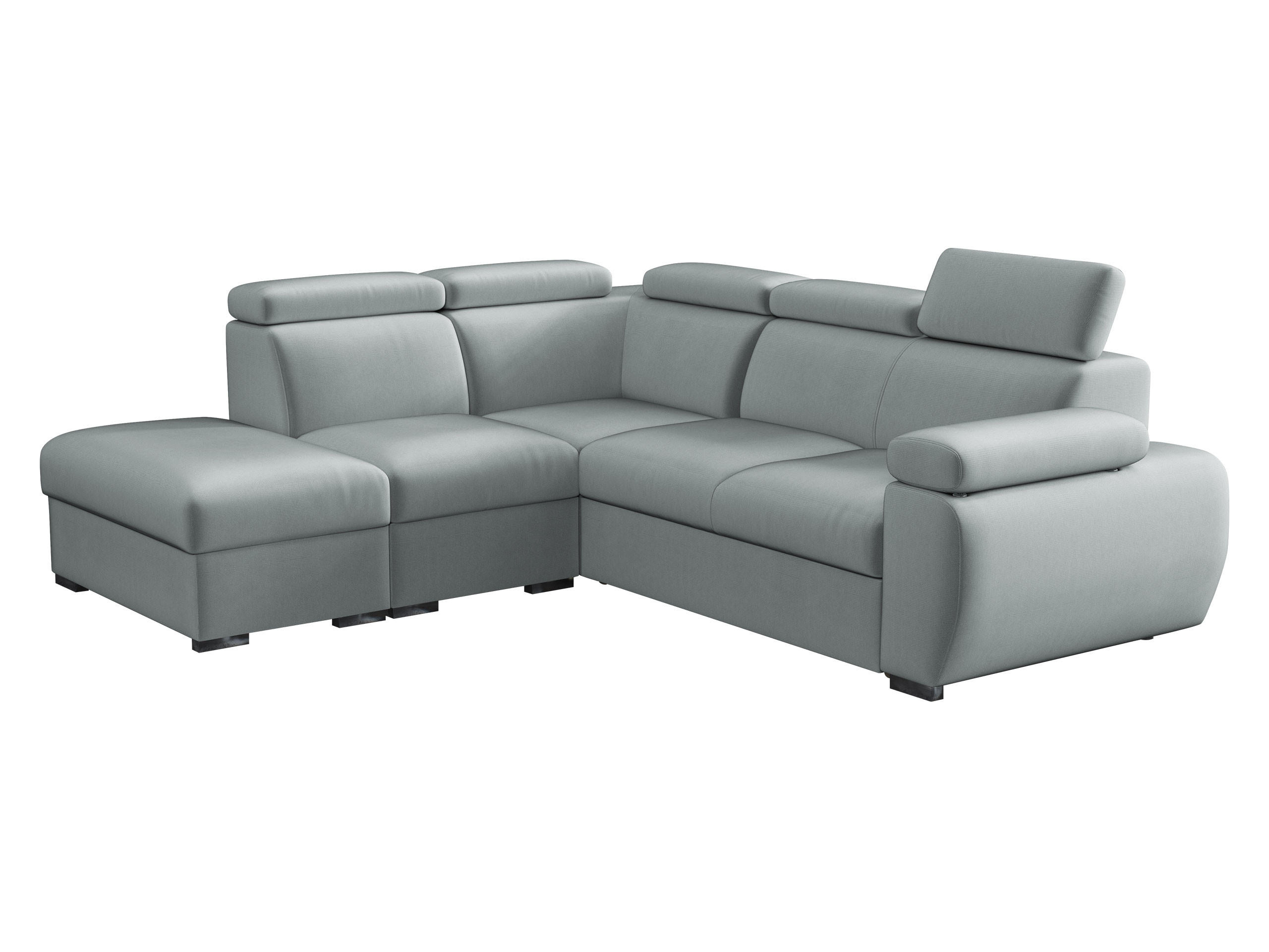 ECKSOFA Boston 2RR1P, Seite: Links PUFAP+R+1P(65)+2R - Silberfarben/Hellgrau, Holz/Textil (260/230cm) - MIRJAN24