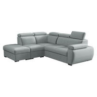 ECKSOFA Boston 2RR1P, Seite: Links PUFAP+R+1P(65)+2R - Silberfarben/Hellgrau, Holz/Textil (260/230cm) - MIRJAN24