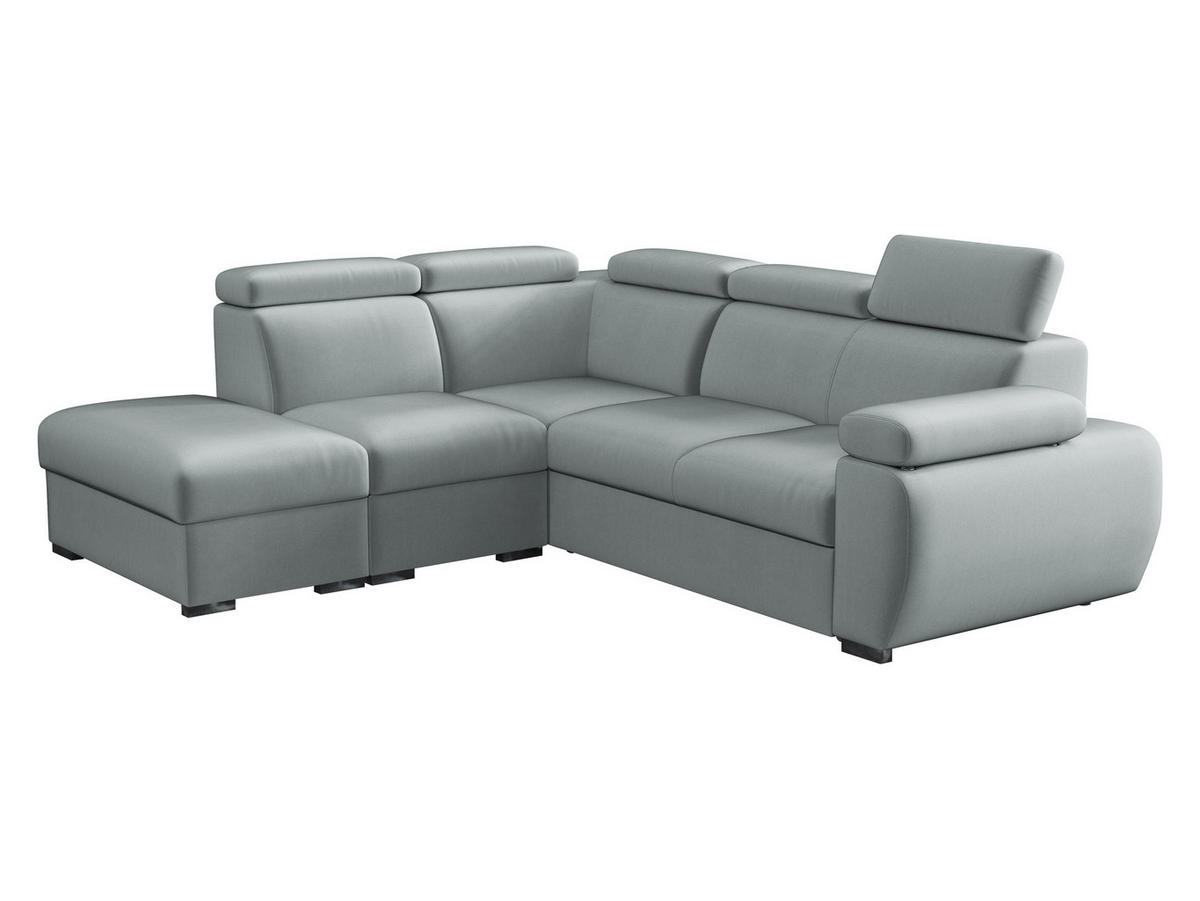 ECKSOFA Boston 2RR1P, Seite: Links PUFAP+R+1P(65)+2R - Silberfarben/Hellgrau, Holz/Textil (260/230cm) - MIRJAN24