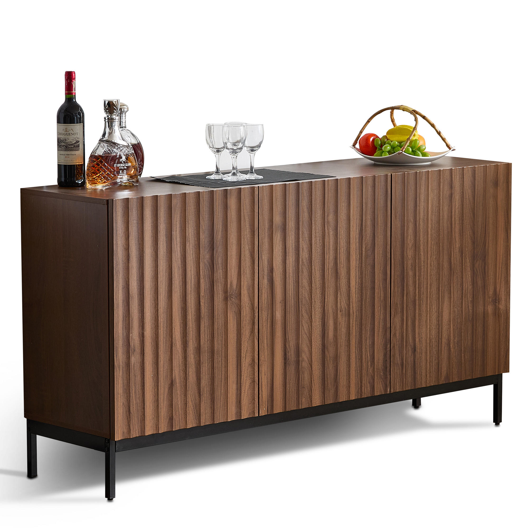 SIDEBOARD mit wellenförmigem 3D-Design, MDF/PB, 150/40/80 cm, Dunkelbraun - Dunkelbraun, Holzwerkstoff (150/80/40cm) - Redom