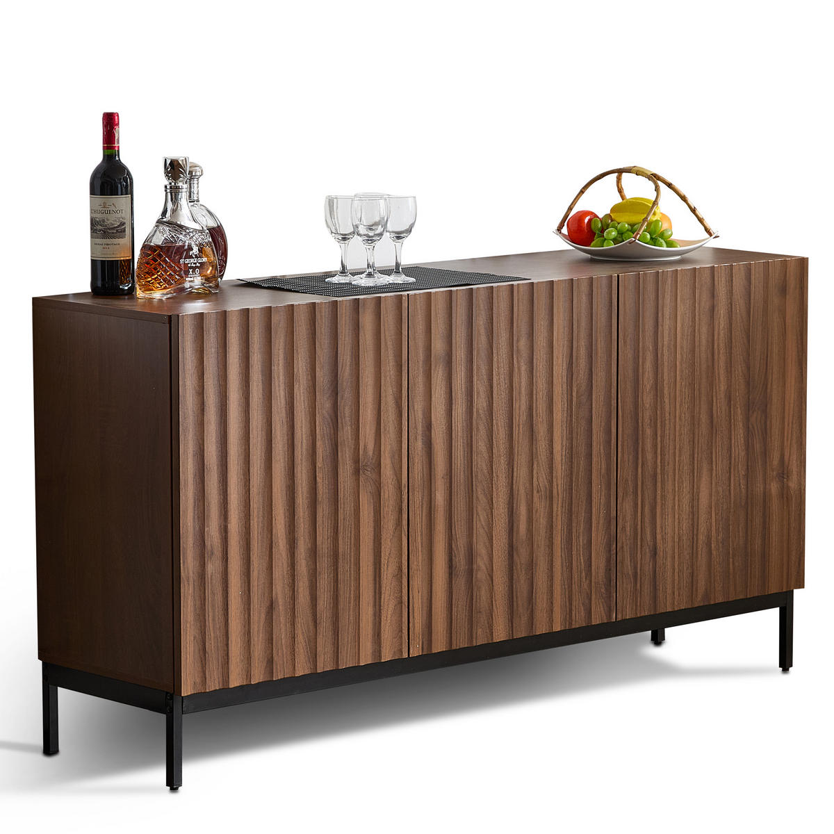 SIDEBOARD mit wellenförmigem 3D-Design, MDF/PB, 150/40/80 cm, Dunkelbraun - Dunkelbraun, Holzwerkstoff (150/80/40cm) - Redom