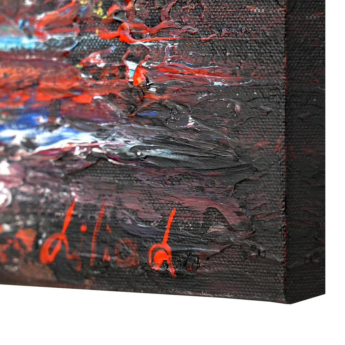 GEMÄLDE Herbstlicher Anlegeplatz auf Keilrahmen 90x90 cm - Orange, Holz (90/90cm) - YS-art gallery