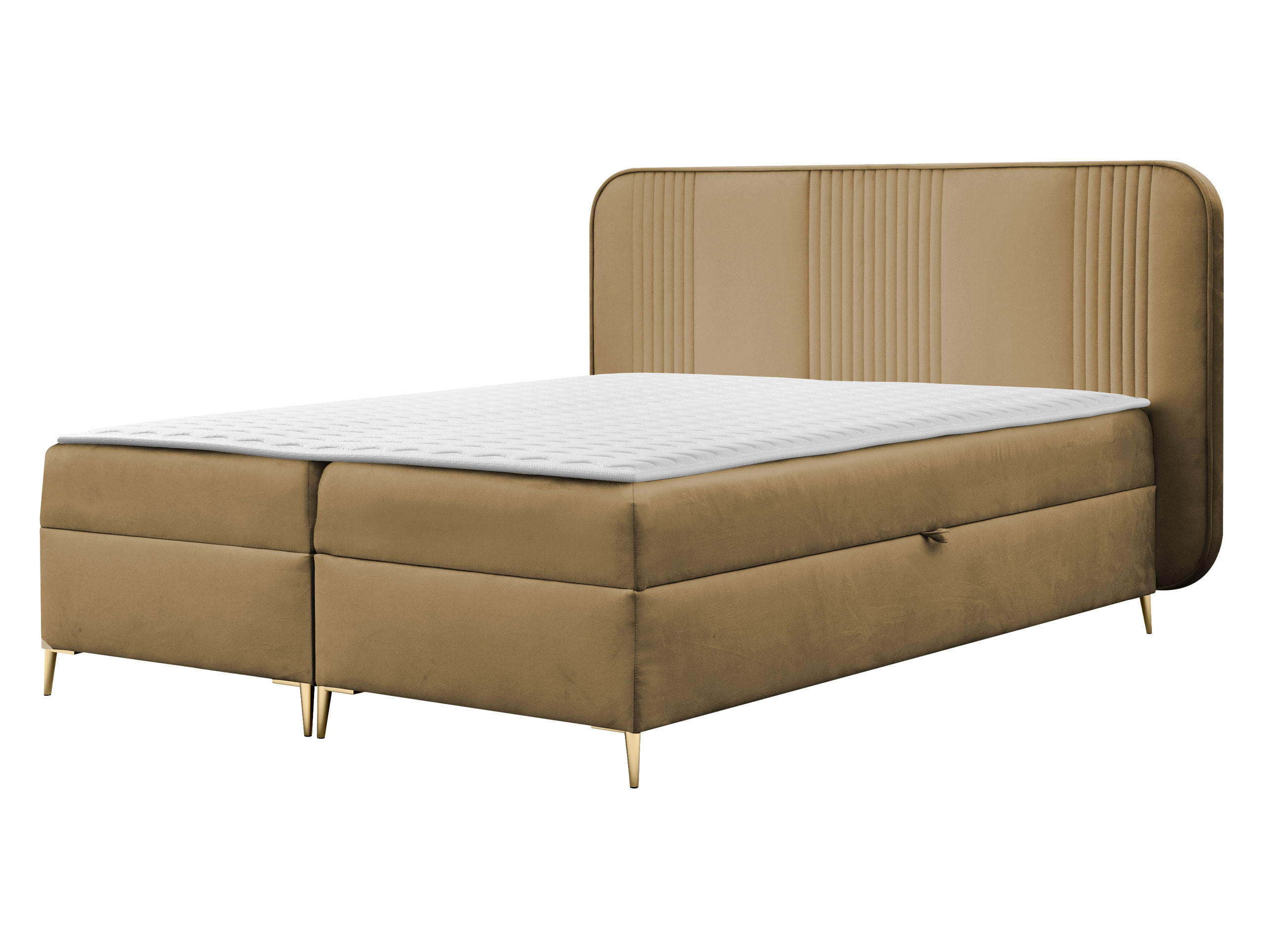 BOXBETT Fandy - Goldfarben/Braun, Holz/Textil (140/200cm) - MIRJAN24
