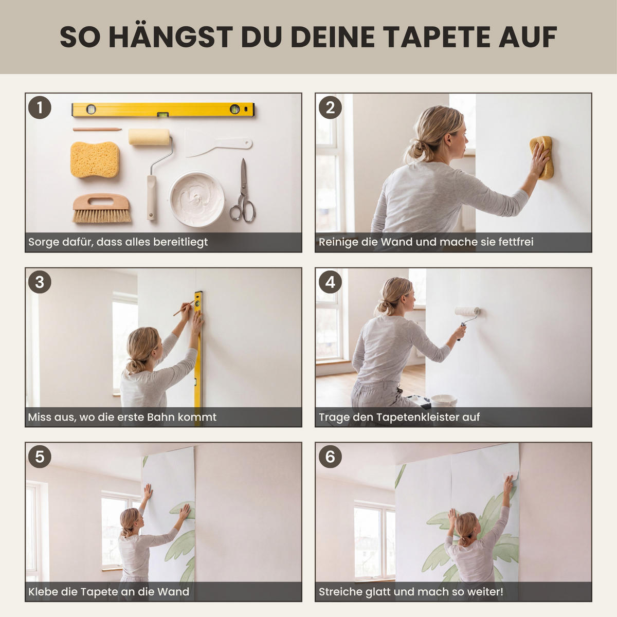 KINDERTAPETE - Tiere - Dschungel - Pastell - 350x280 cm - Weiß, Papier (350/280cm) - OnlyWow