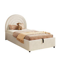 POLSTERBETT 90/200 cm Beige aus Samt mit Stauraum - Beige, Textil - OKMYHOME