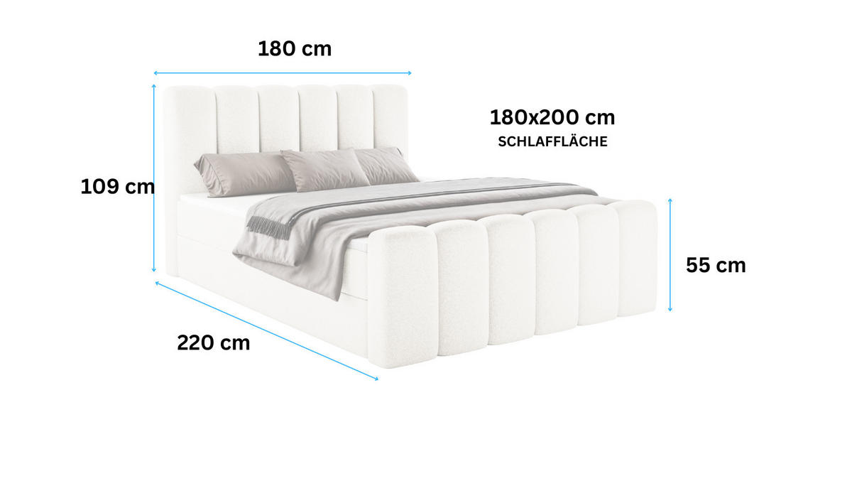 BOXBETT Nola mit Topper Beige 180x200 - Beige, Textil (200/180cm)