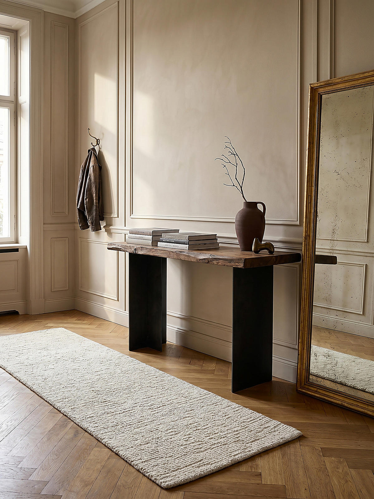 WOLLTEPPICH ALNE, einfarbig, Creme, 80 x 230 cm - Creme, Textil (80/230cm) - KADIMA DESIGN
