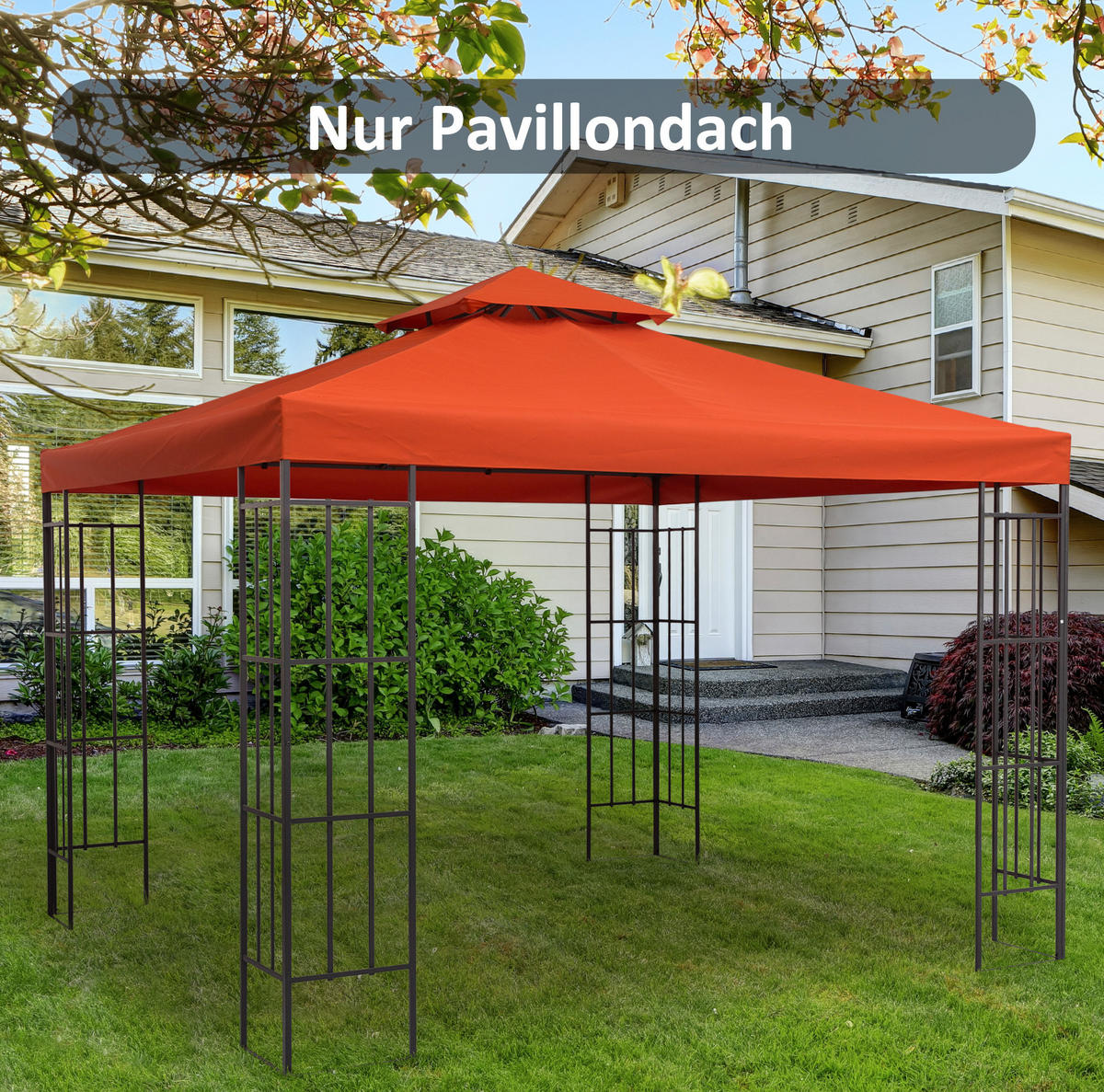 ERSATZDACH für Pavillon 300/300 cm mit Doppeldach, wasserabweisendem Polyester und UV-Schutz, Rot - Rot, Textil (300/18/300cm) - Redom