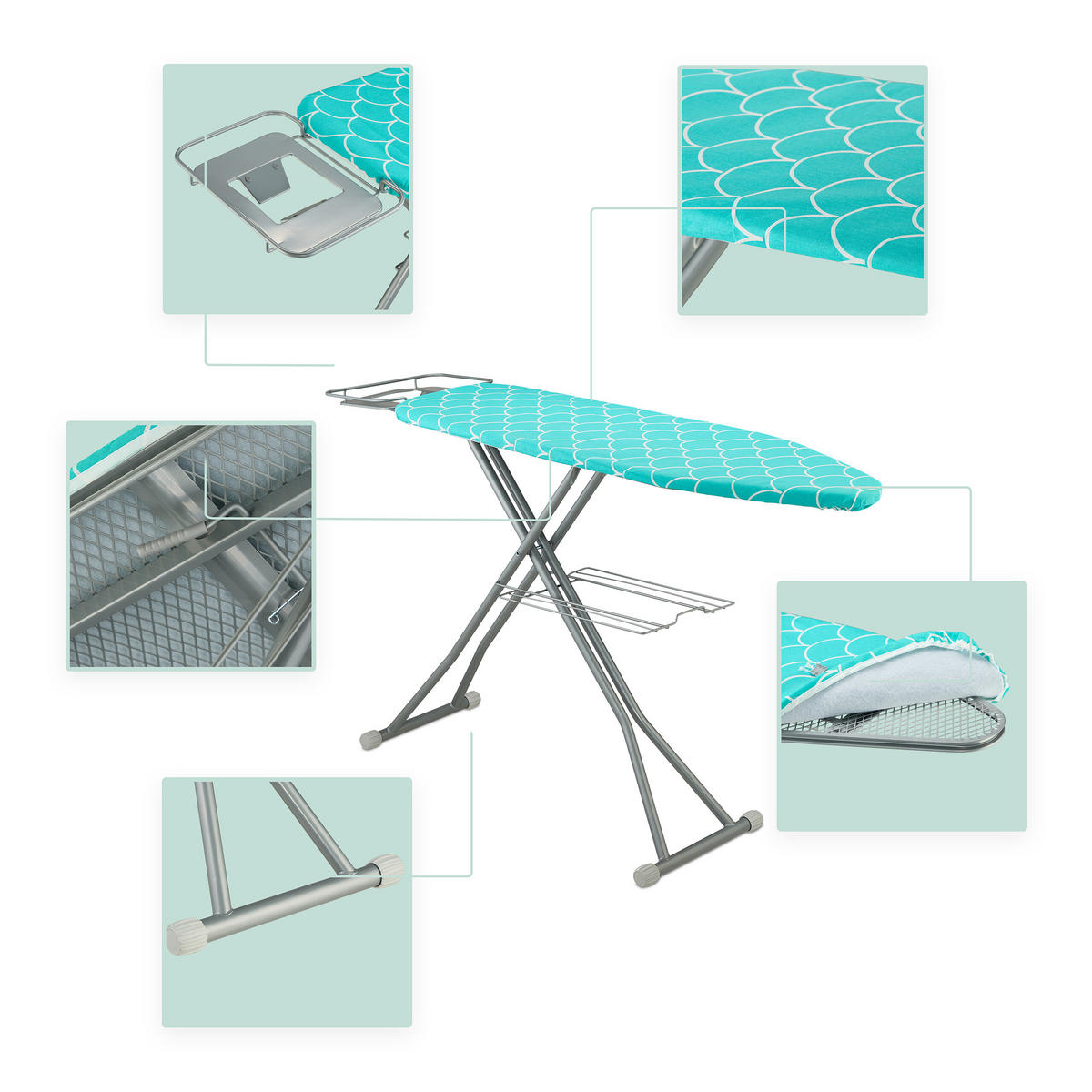 ŽEHLIACA doska - viacfarebná, kov/textil (148/39.5cm) - Relaxdays