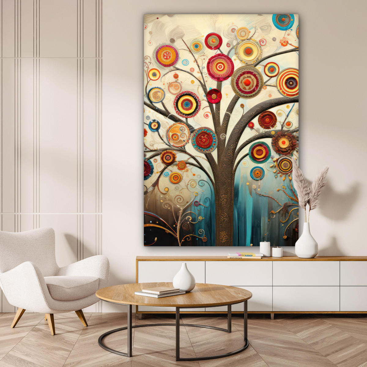 LEINWANDBILD Baum - Baum des Lebens - Farbe Deko Groß 90x140 cm - Braun, Textil (90/140cm) - MuchoWow