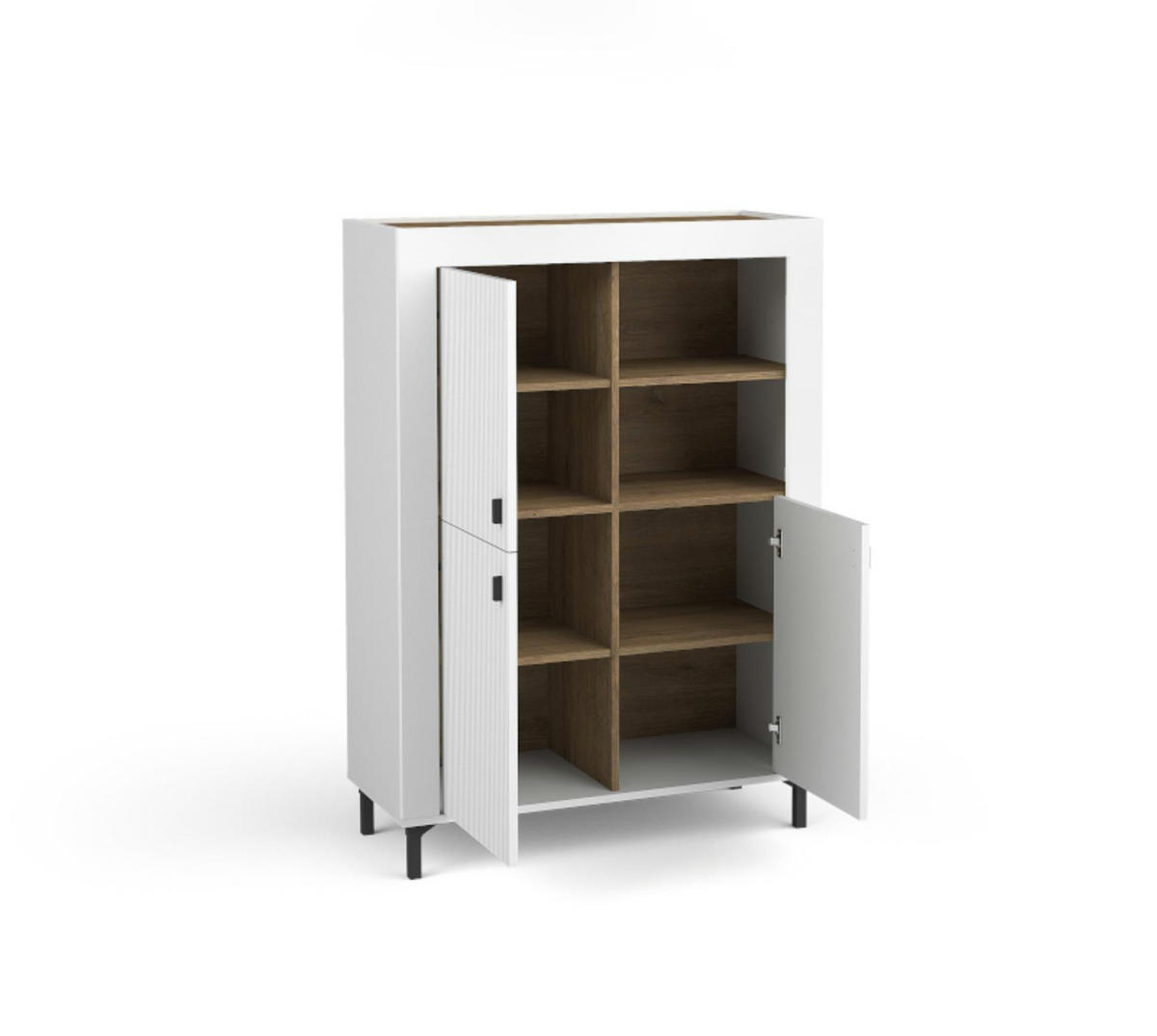 KOMMODE Mossa Weiß, Regal mit LED - Schwarz/Weiß, Holzwerkstoff (97/136/40cm) - Bettso