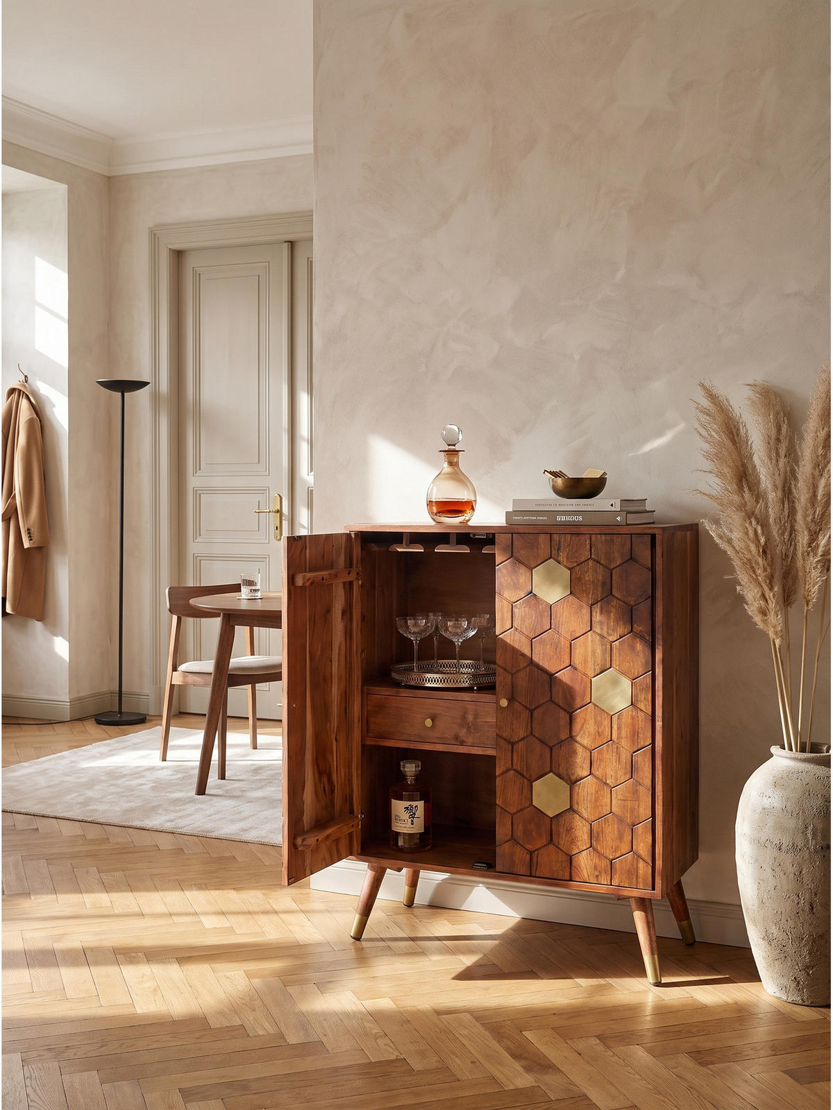 HAUSBAR ARENZANO, Akazie Massivholz, Dunkelbraun, 75 x 46 x 96 cm - Dunkelbraun/Braun, Akazienholz/Holz (75/96/46cm) - KADIMA DESIGN