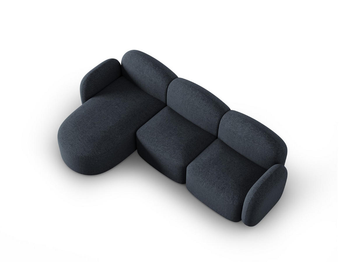 ECKSOFA links Blair aus Chenille-Stoff blau melange 4 Sitzplätze - Blau, Textil (155/272cm) - Micadoni