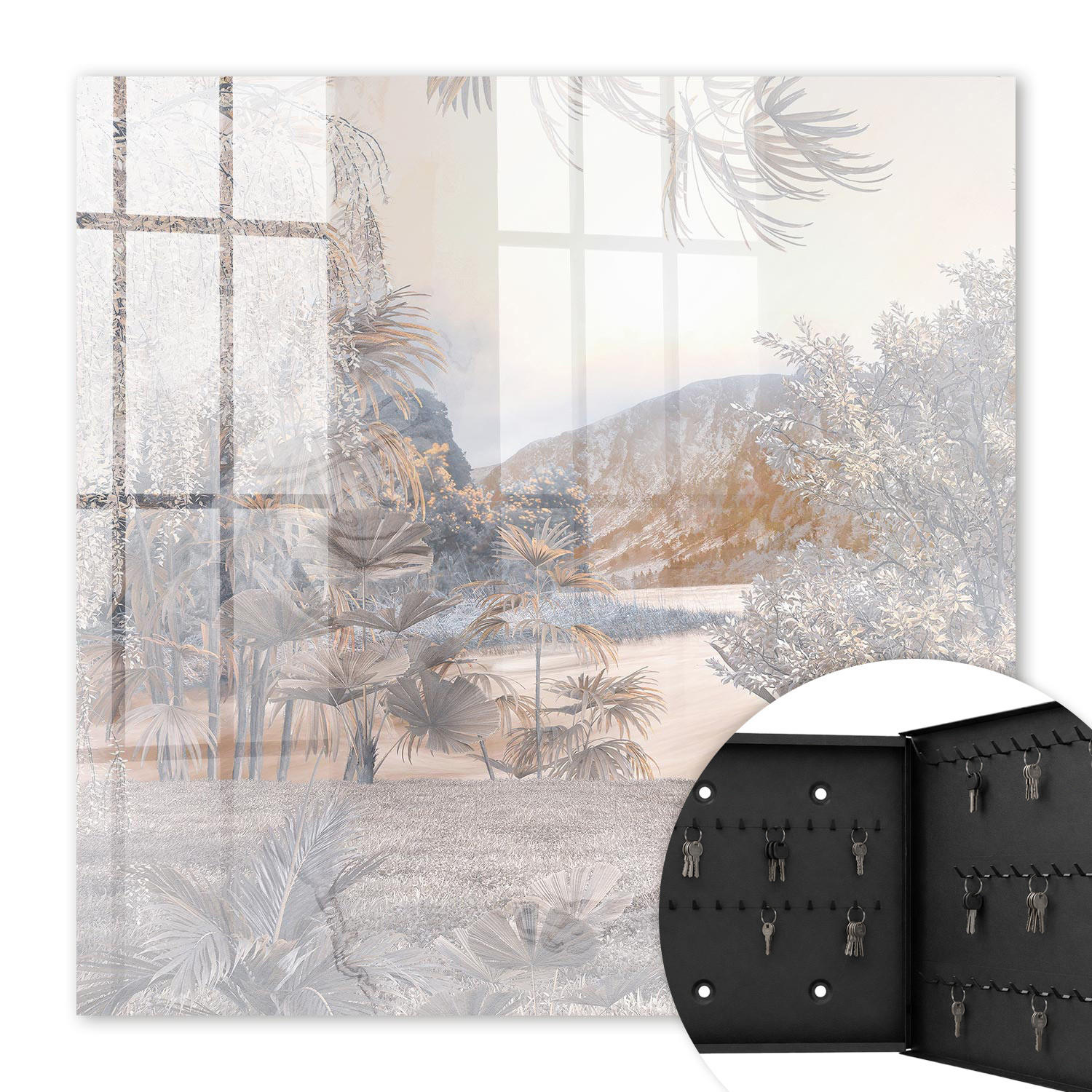 SCHLÜSSELBOX Schwarz 30x30 cm- Türöffnung nach rechts - Bergfrieden - Beige, Metall (30/30/5cm) - TULUP