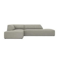 ECKSOFA links Ruby aus Cord hellgrau 4 Sitzplätze - Hellgrau, Textil (180/273cm) - Micadoni