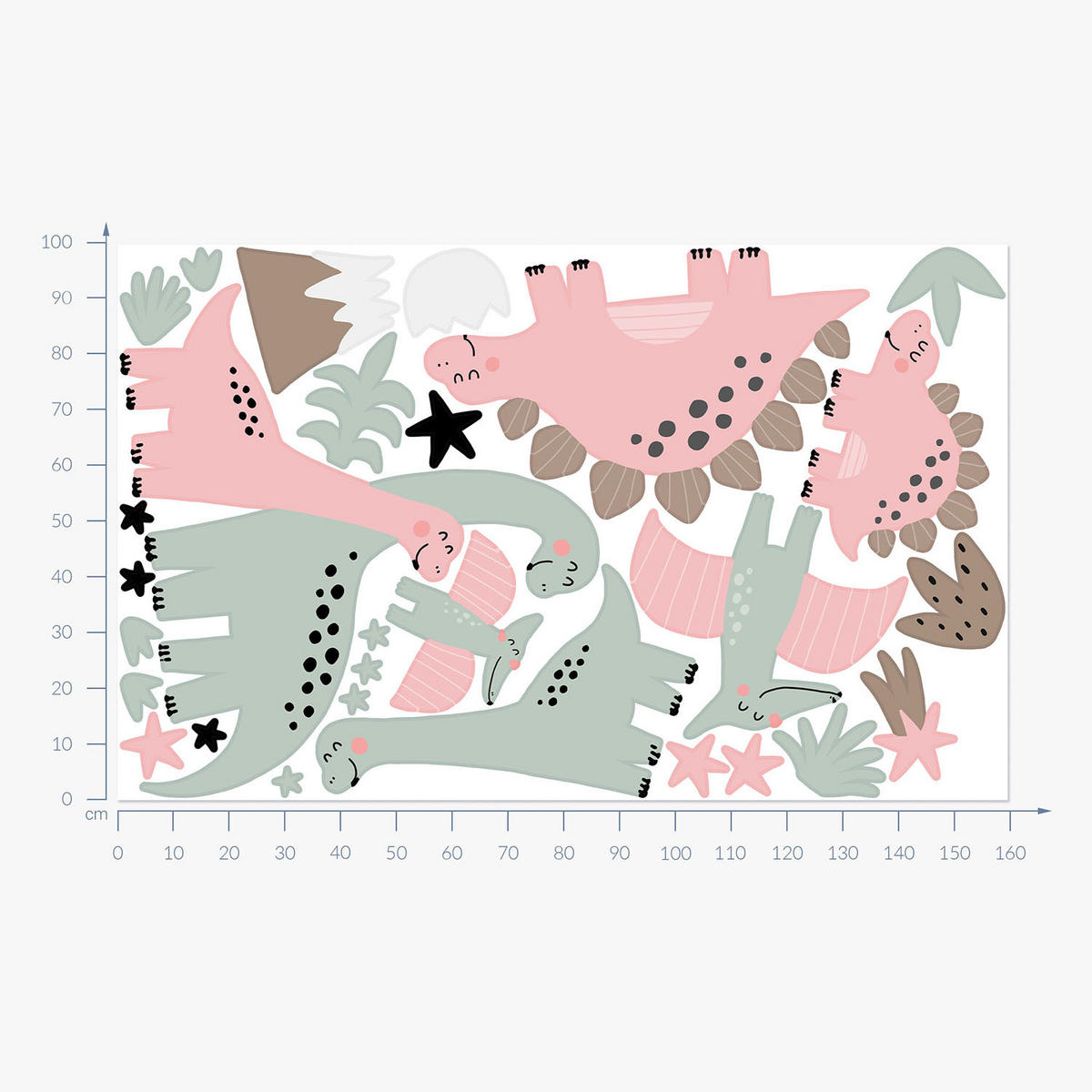 WANDAUFKLEBER 100x160cm - Dinosaurier wilde Vegetation - Multicolor, Kunststoff (100/160/0.1cm) - Wallfluent