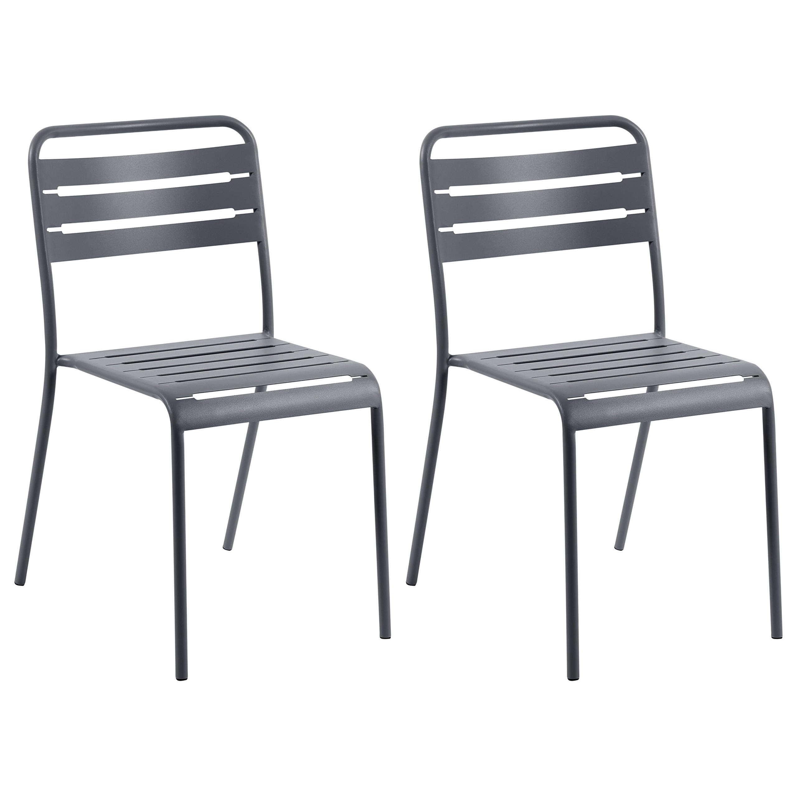 GARTENSTUHL 2er-Set Metall Dunkelgrau Lefkada - Dunkelgrau, Metall (38/80/54cm) - Beliani