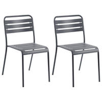 GARTENSTUHL 2er-Set Metall Dunkelgrau Lefkada - Dunkelgrau, Metall (38/80/54cm) - Beliani