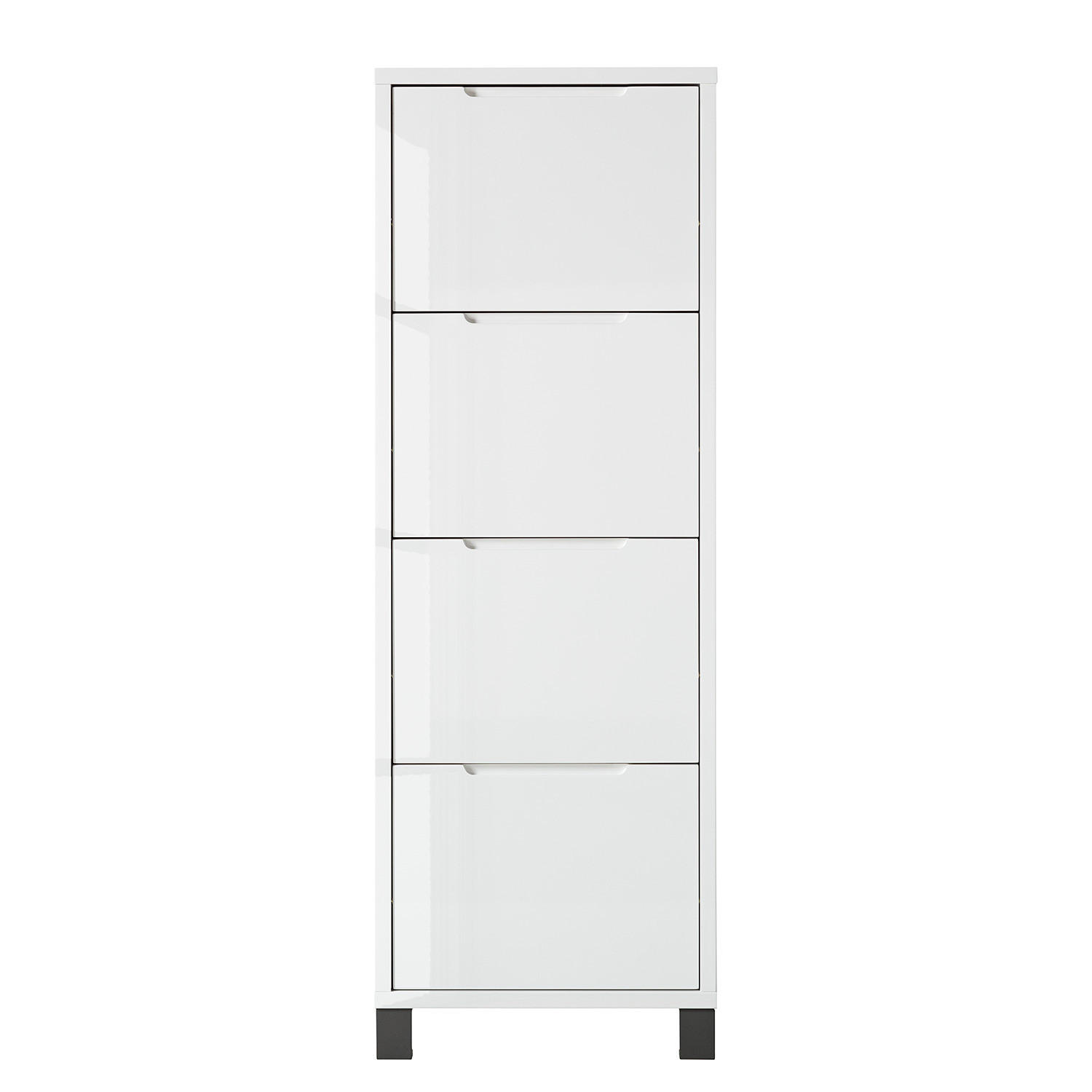 SCHUHKIPPER - Weiß Hochglanz/Grau, Holzwerkstoff (53/153/17cm) - home24