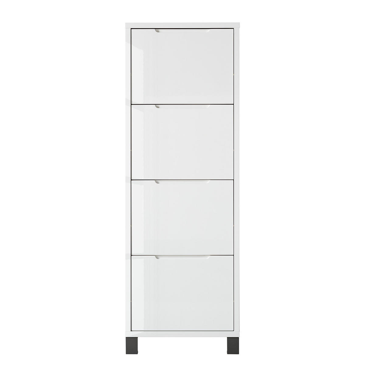 SCHUHKIPPER - Weiß Hochglanz/Grau, Holzwerkstoff (53/153/17cm) - home24