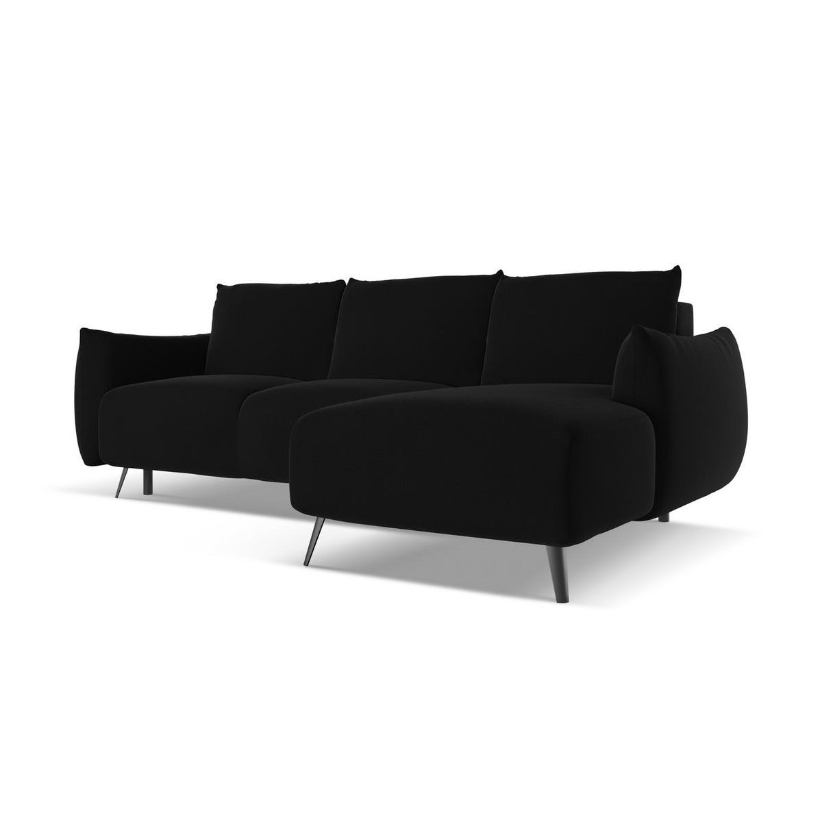 ECKSOFA mit Schlaffunktion Samt Stoff Schwarz - Schwarz, Textil/Metall (242/162cm) - LaMiaSofa