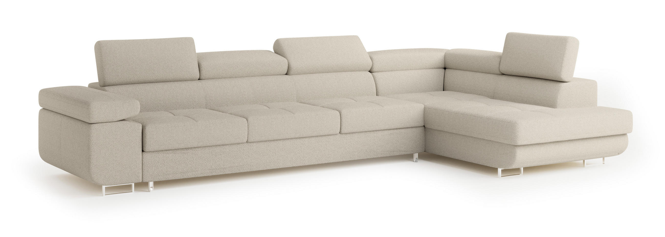 ROHOVÁ SEDAČKA VICENTE béžová - stříbrná/béžová, dřevo/kompozitní dřevo (346/202cm) - MASSENO