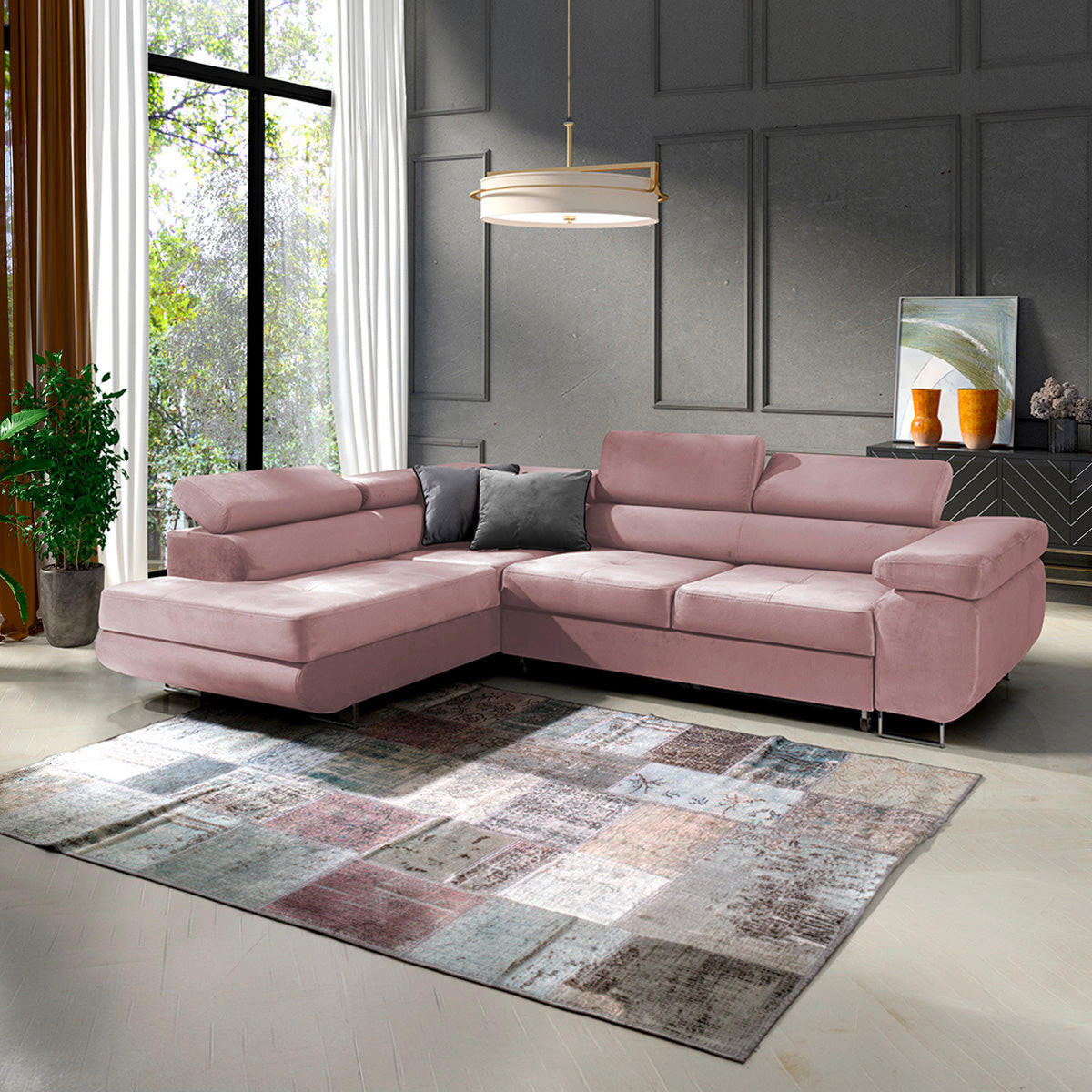 ECKSOFA Wilson 4 Sitzplätze Rose - Pink, Holzwerkstoff (271/201cm) - Petits-meubles