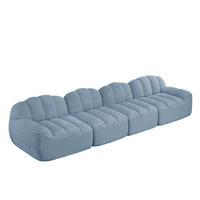 4-SITZER Sofa 366x104x79 cm aus granuliertem Fleece rahmenlos modular, blau - Blau, Textil (104/79/366cm) - Luhomfu