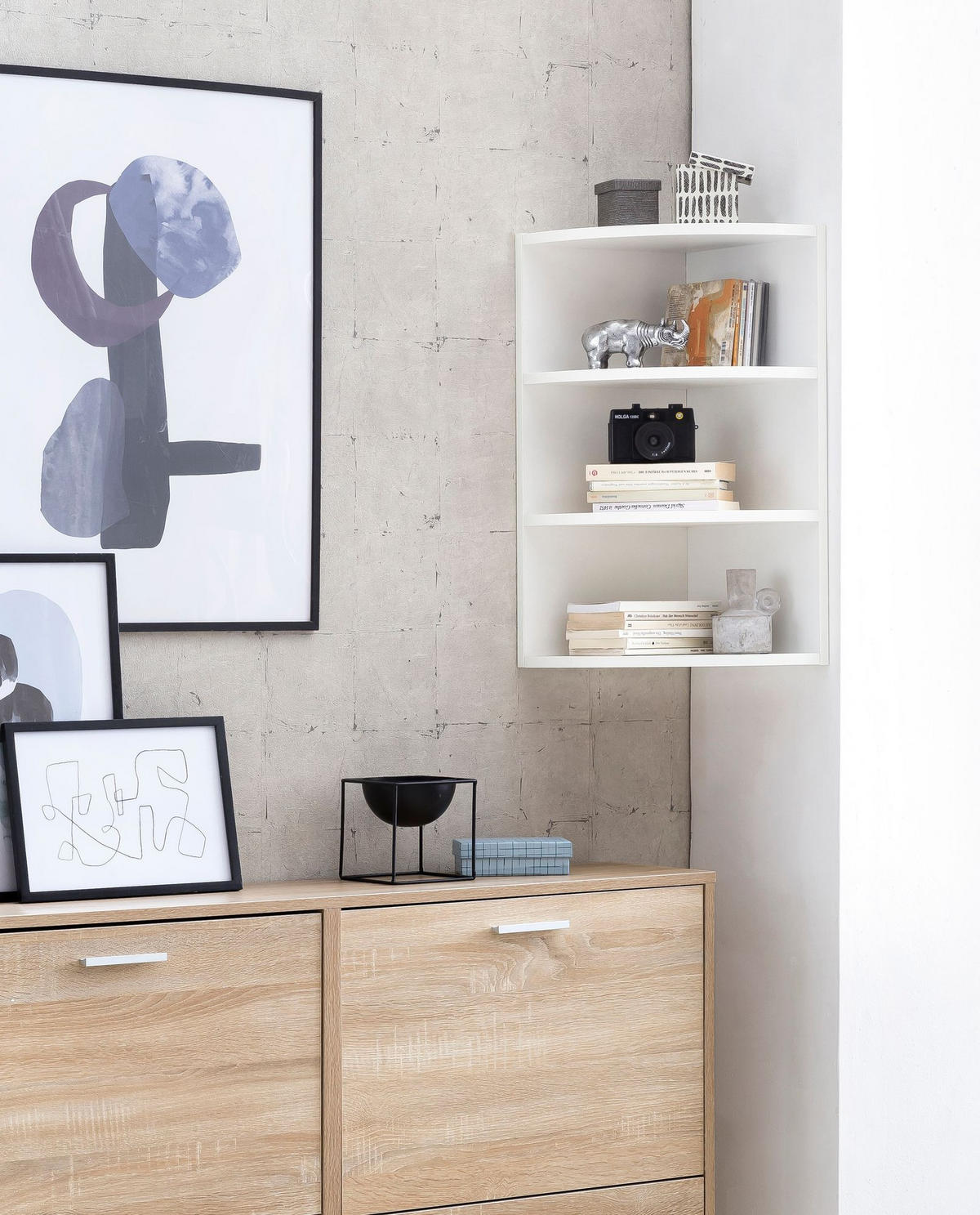 ECKREGAL NIDDA MDF Runder Front Modern, Weiß 30x30x60 cm - Weiß, Holz (30/60/30cm) - KADIMA DESIGN