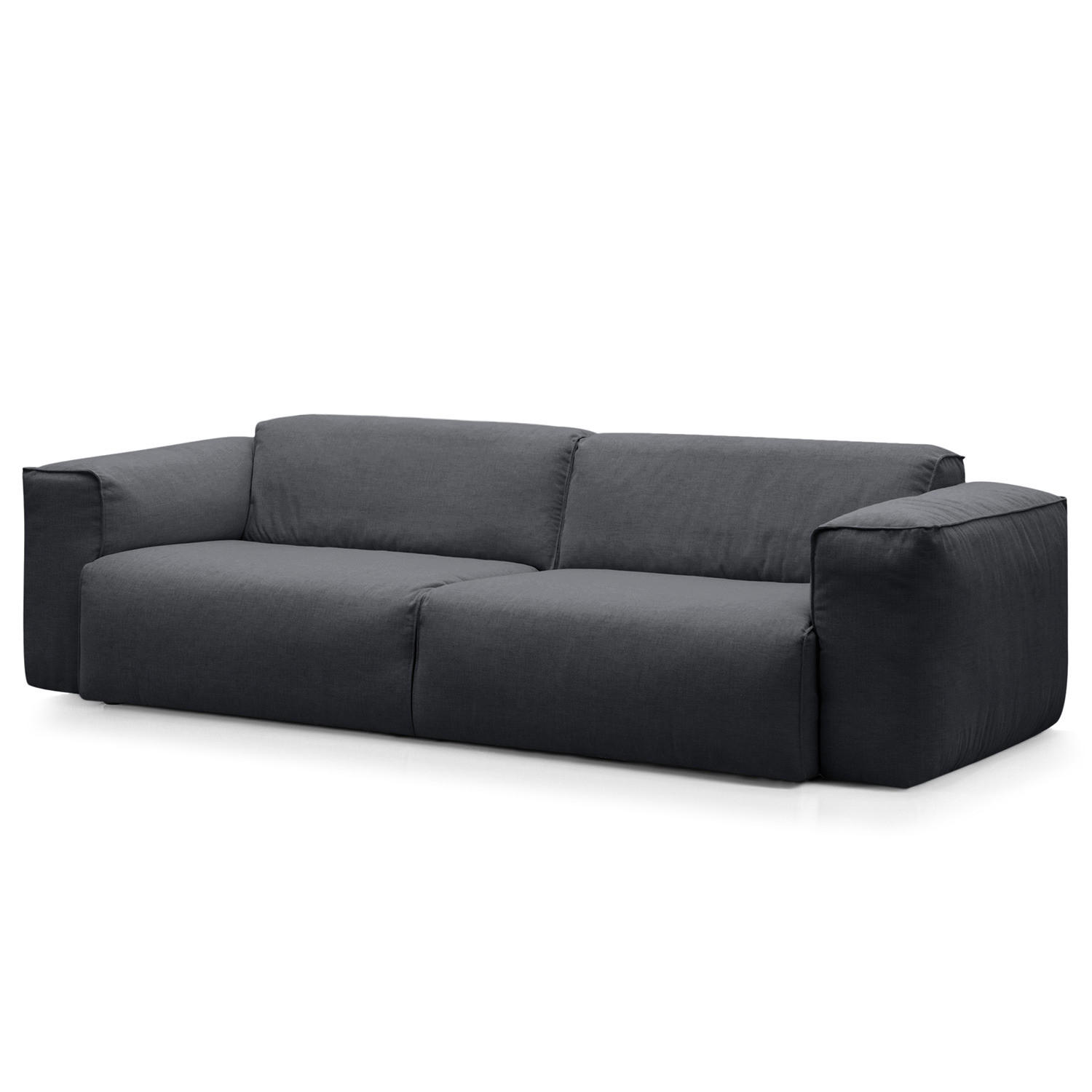 3-SITZER SOFA - Schwarz/Grau, Kunststoff/Textil (251/71/102cm) - home24