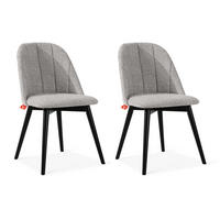POLSTERSTUHL BAKERI Esstischstühl, 2-er Set, Bouclé - Schwarz/Grau, Holz/Textil (48/86/44cm) - KONSIMO®