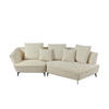 DESIGNSOFA GARBO Cremeweiß Webstoff - Creme/Schwarz, Textil/Metall (280/92/158cm) - KAWOLA