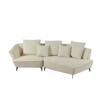 DESIGNSOFA GARBO Cremeweiß Webstoff - Creme/Schwarz, Textil/Metall (280/92/158cm) - KAWOLA