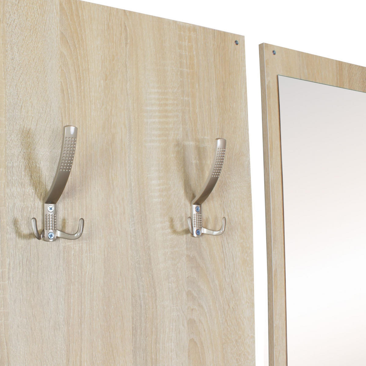 WANDGARDEROBE mit Spiegel, 10 Haken und Platz für 8 Paar Schuhe DELFT, Beige 80x27x180 cm - Beige, Holz (80/180/27cm) - KADIMA DESIGN